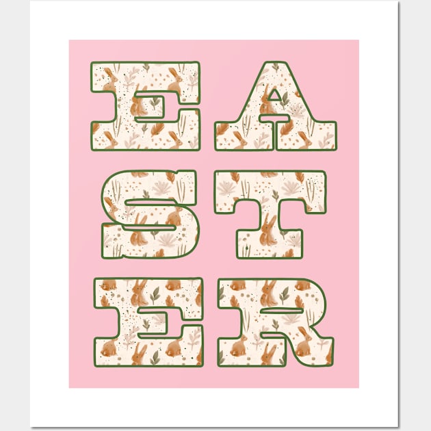 Easter Letters Bunny Pattern Wall Art by Annelie